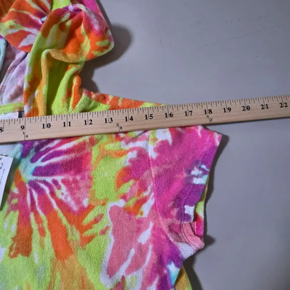 The Childrens Place Cover Up Girls 14 Multicolor Tie Dye Hooded Beach Terry